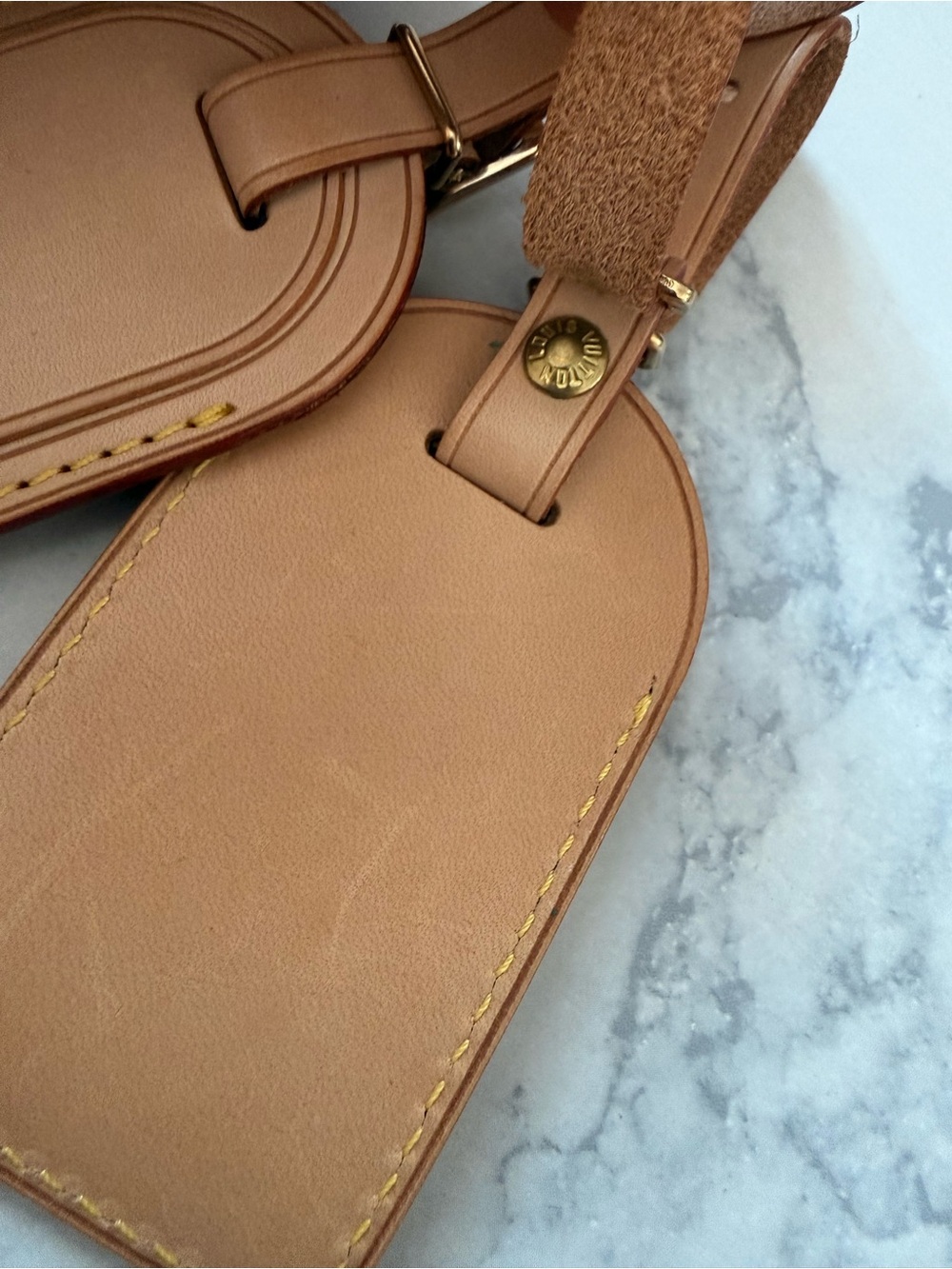 Louis Vuitton Tan Leather Luggage Tags - Pair - Picture 3 of 3
